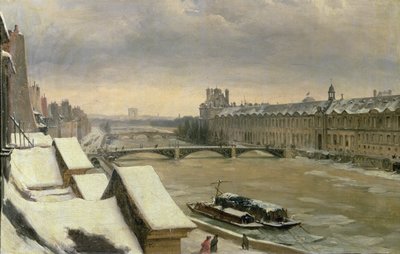 Ansicht des Louvre im Winter von Hippolyte Victor Valentin Sebron